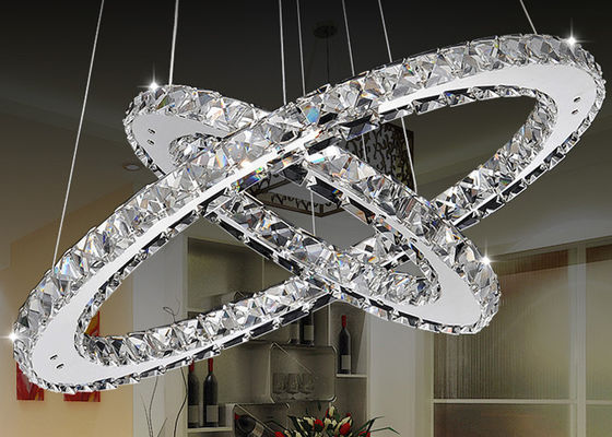 Funky Modern K9 Crystal LED Chandelier Lamp / Luxurious Pendant Lighting with Stainless steel
