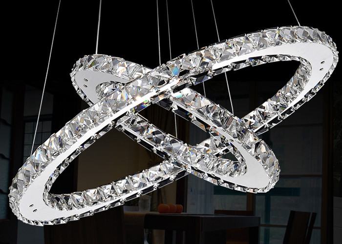 Funky Modern K9 Crystal LED Chandelier Lamp / Luxurious Pendant Lighting with Stainless steel